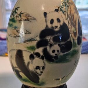 Panda Family Egg Art - Black and White